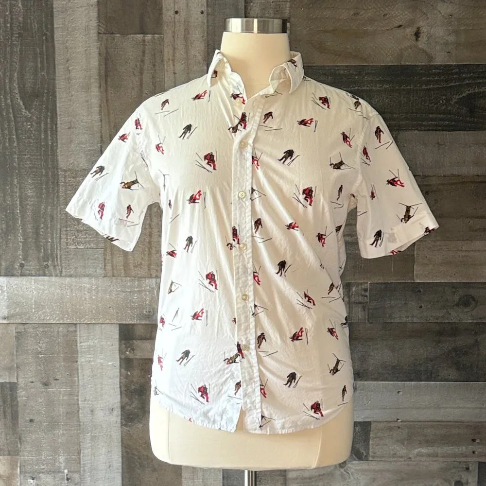 Men's Banana Republic white button up shirt medium preppy winter ski snow sports